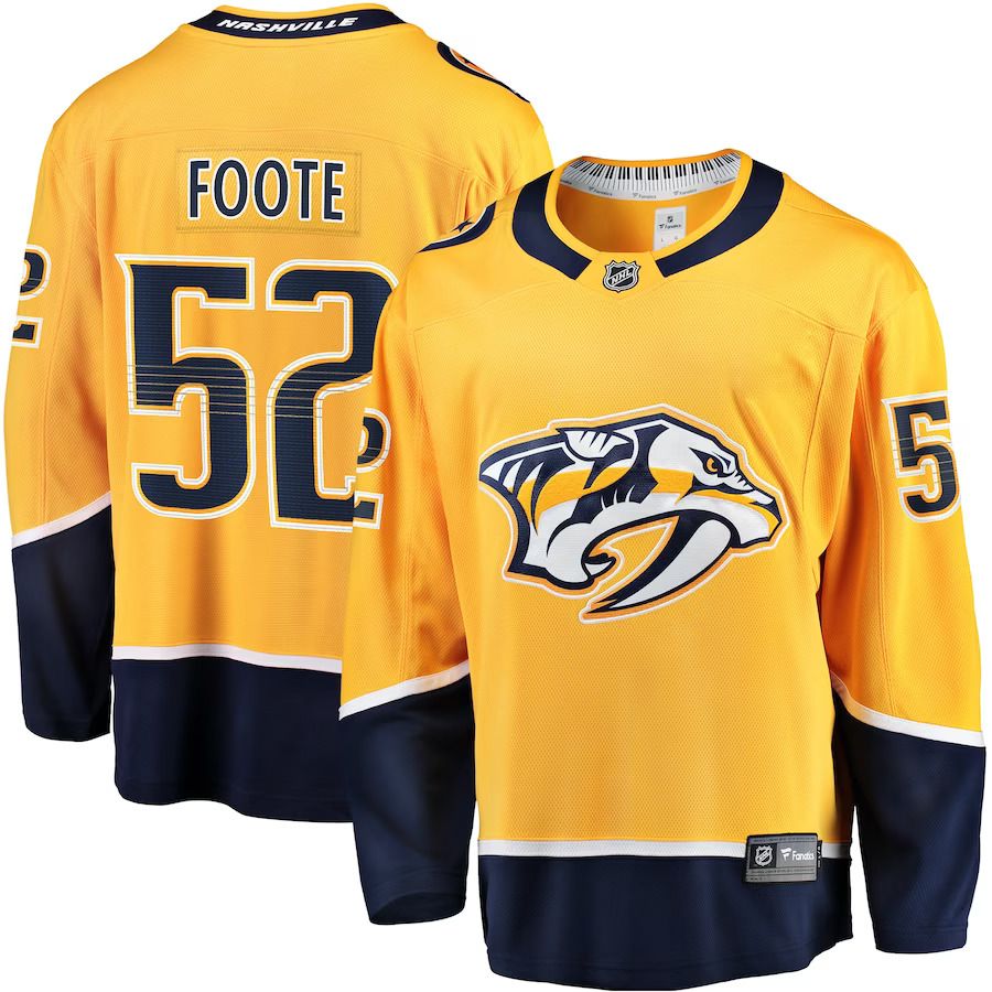 Men Nashville Predators #52 Cal Foote Fanatics Branded Gold Home Breakaway NHL Jersey